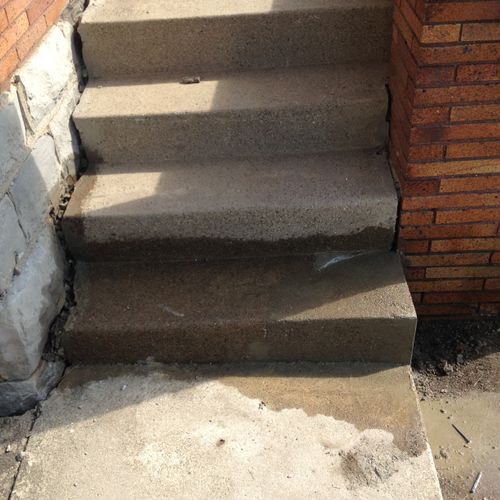 Concrete step repair, curing