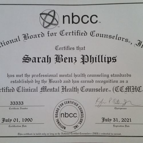 Certified Clinical Mental Health Counselor