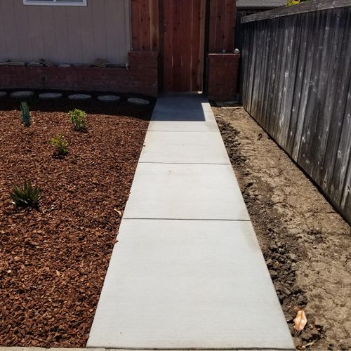  New Concrete Path with New Mulch on the Side with