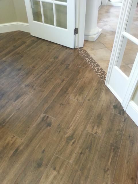 wood looking ceramic tile install