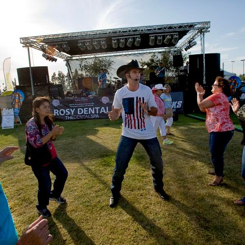 Working the crowd at Fountain Valley Summerfest - 