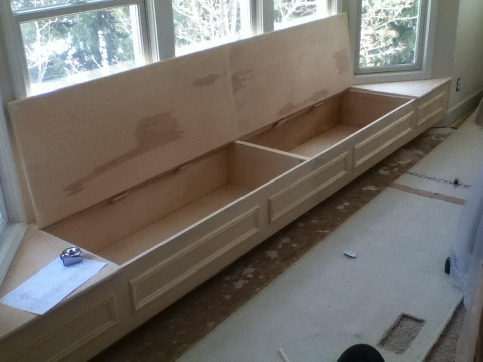 Custom built window seat with storage