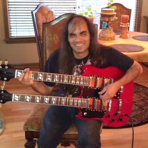 This is me with my new double neck electric.  Very