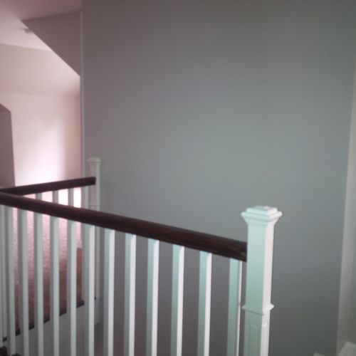 Stain and white painted handrails