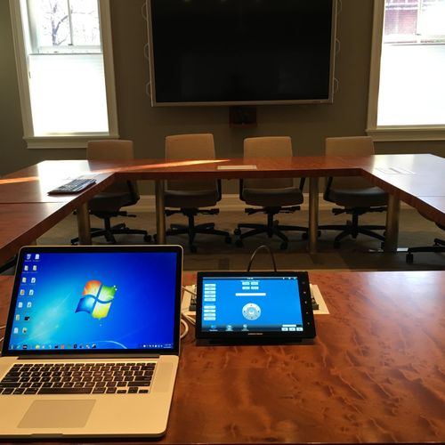 Corporate conference room with touch panel automat