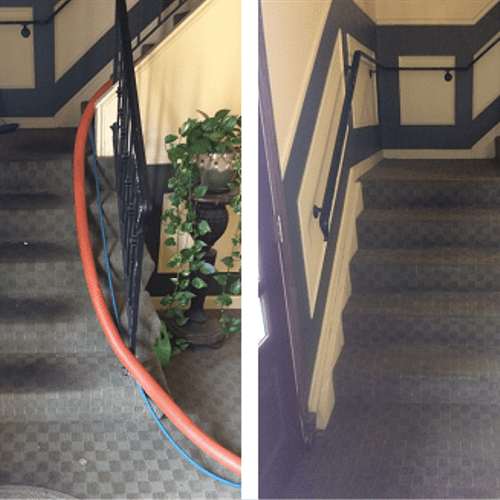 Before and after, apartment building hall.