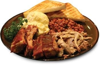 Ribs Pulled Pork Baked Beans and Potato Salad