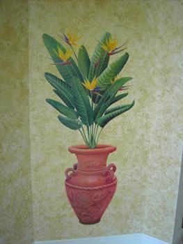 Mural with faux finished walls. Entry foyer and ha