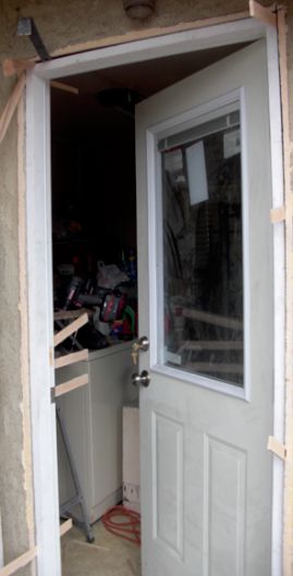 Laundry room door during installation