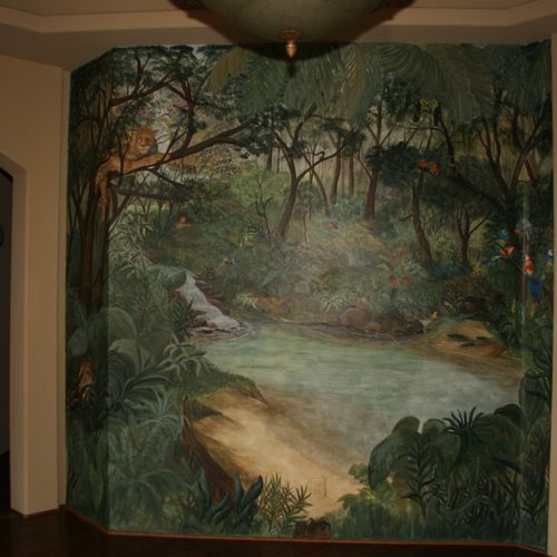Jungle mural in entry  12 ft x 10 ft
of home, 10ft