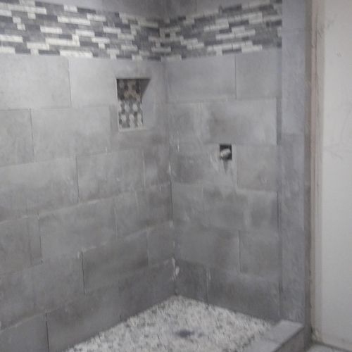 huge walk in shower.  from a 3x3 shower & tub into