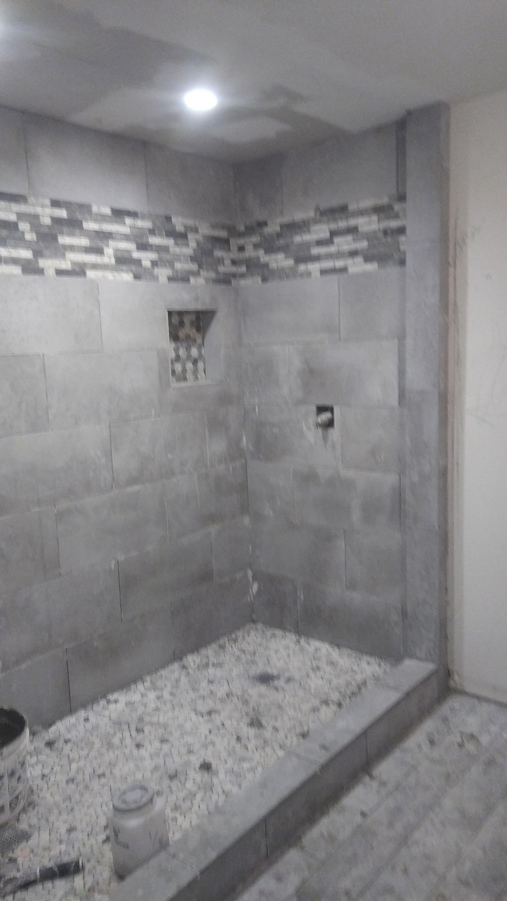 huge walk in shower.  from a 3x3 shower & tub into