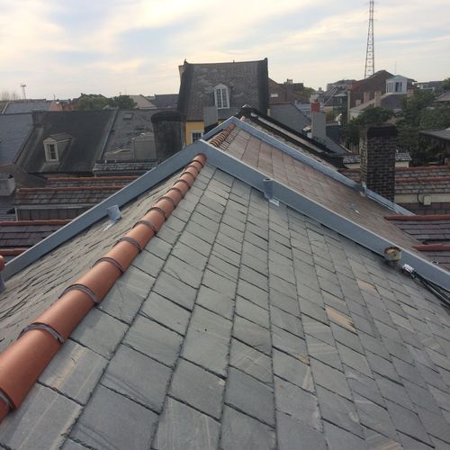 Slate roof repair in the historic French Quarter