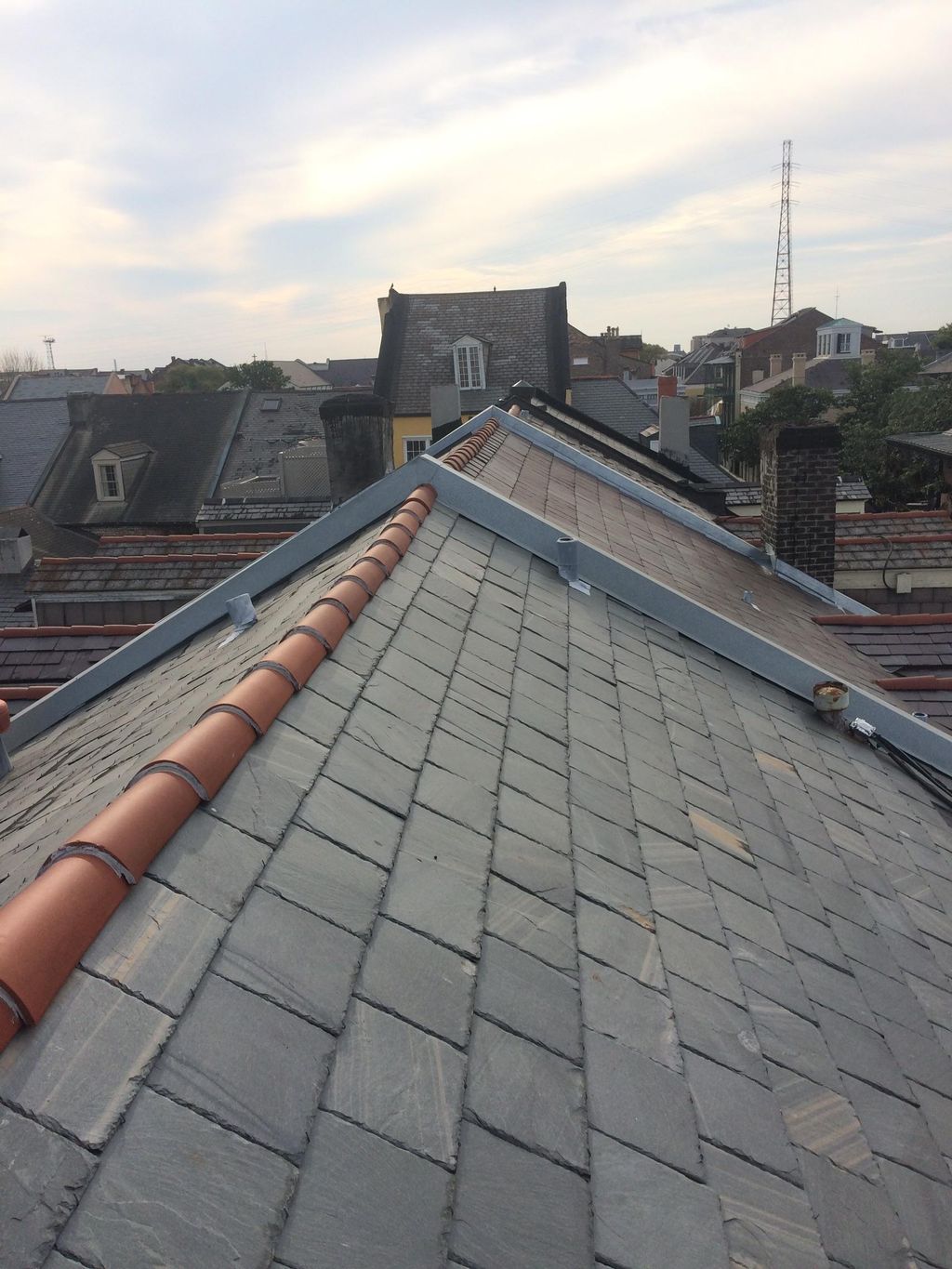 Slate roof repair in the historic French Quarter