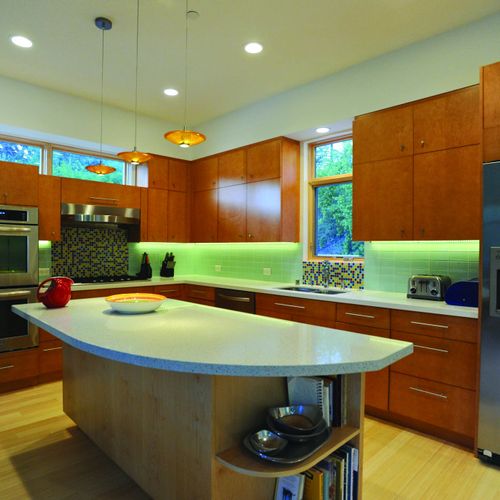 Kitchen in new, modern sustainable home, featuring