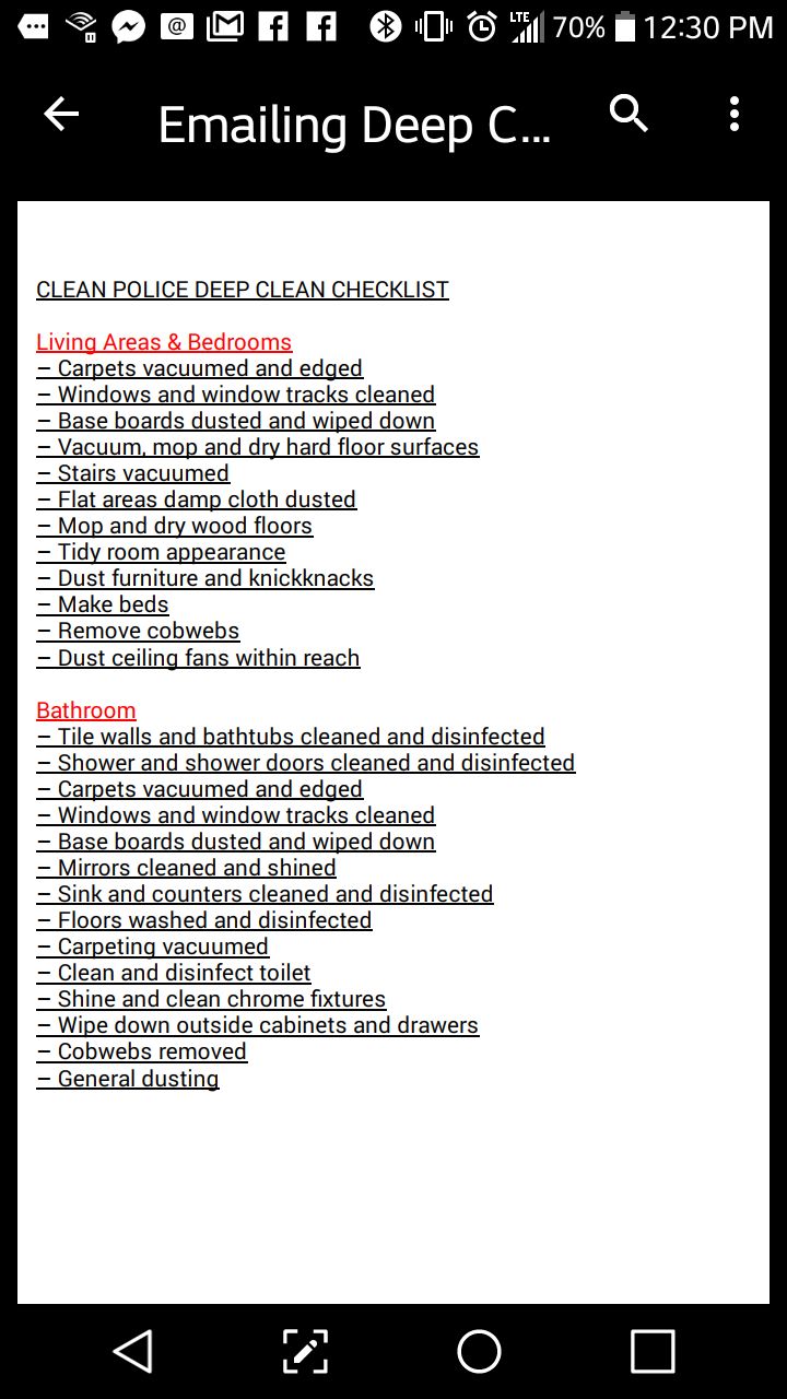 deep clean list pg 1