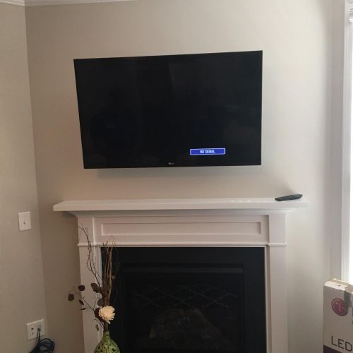 Tv mount above fireplace 