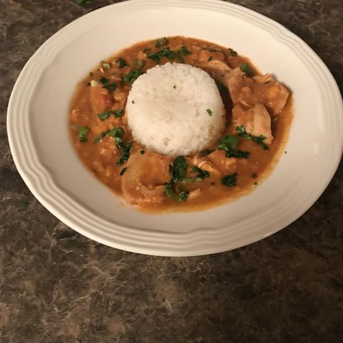 African Peanut Stew with white rice