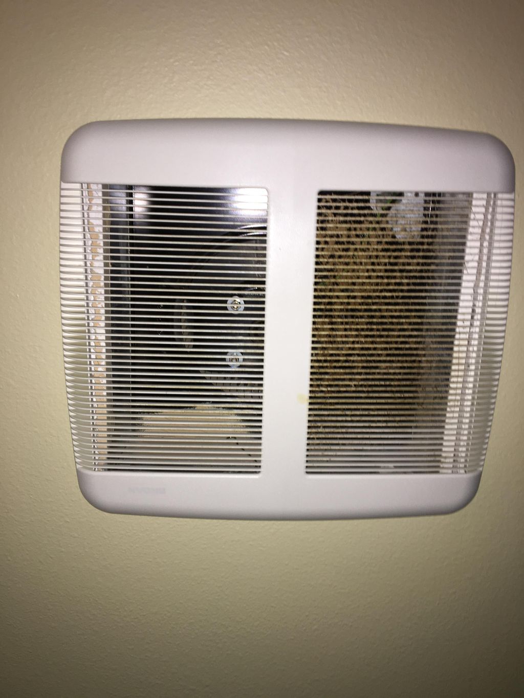 ceiling vent- left side clean, right side dirty