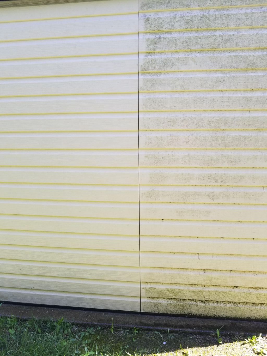 left side cleaned whit pressure washer