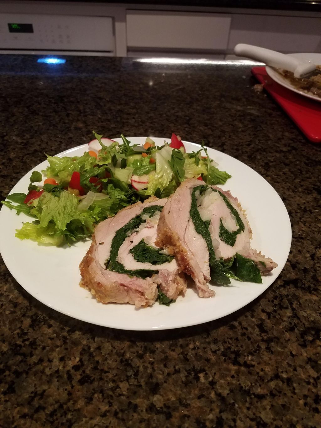 Pork and spinach pinwheels