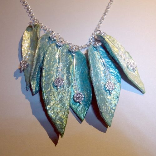 Handmade-paper paper leaf necklace