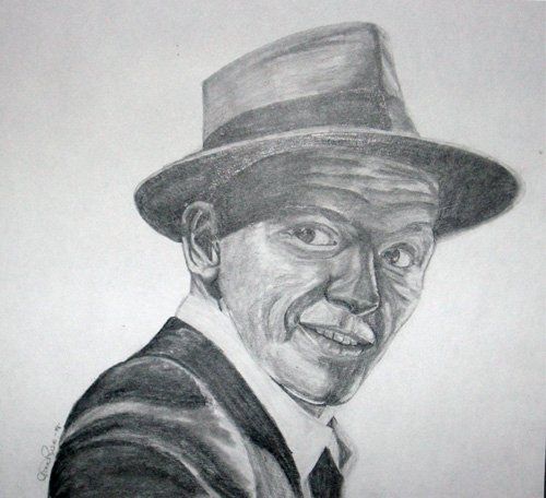 Pencil drawing of old Blue eyes.