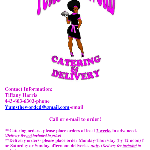 Contact Me for your catering and delivery needs