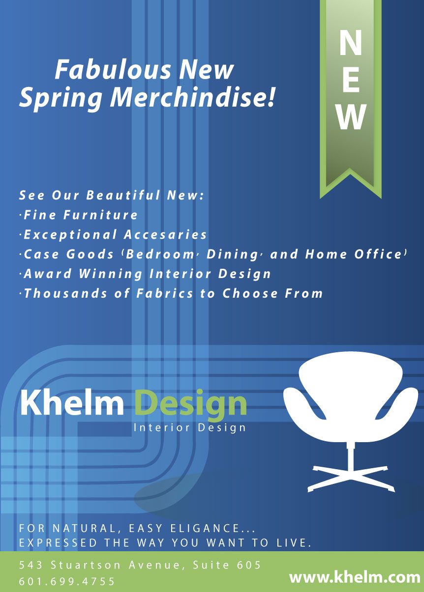 Full page ad for interior design company.