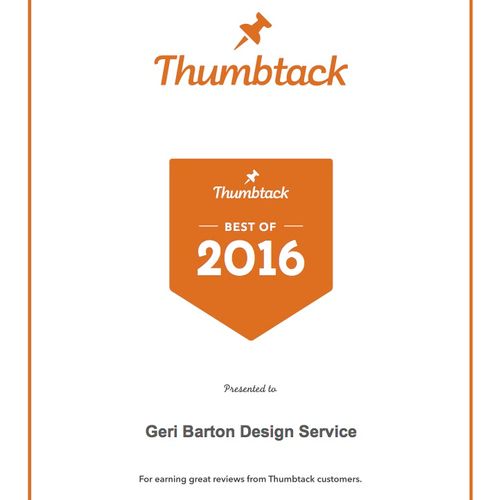 award from Thumbtack for the Best of
2016