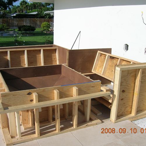 Forms for poured concrete furniture