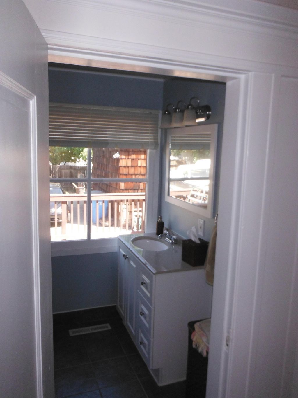 Installed new vanity, faucet, mirror and blinds an