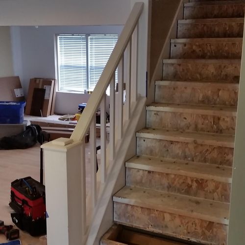 Before pic of complete staircase renovation.