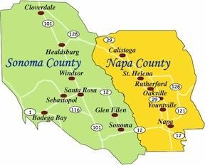 Sonoma county (green) tasting prices $-$$$
Napa Co