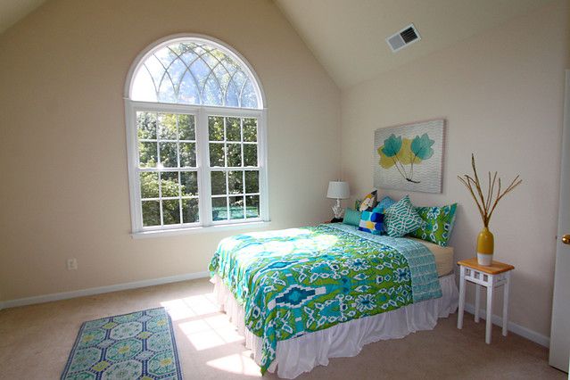 This bedroom was staged to make use of the natural