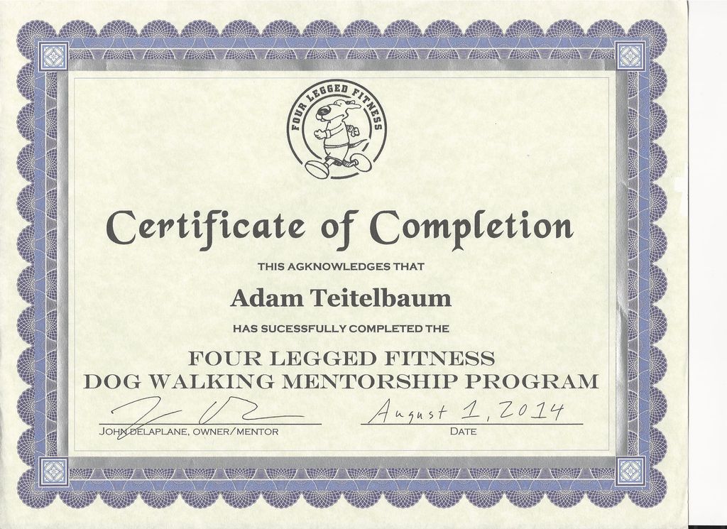 My certificate on having completed the 40 hour cou