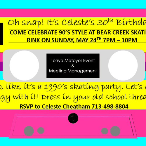 Invitation for a 90's skate party.
