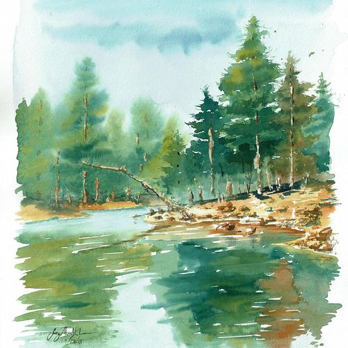 Bear Canyon Lake __ watercolor