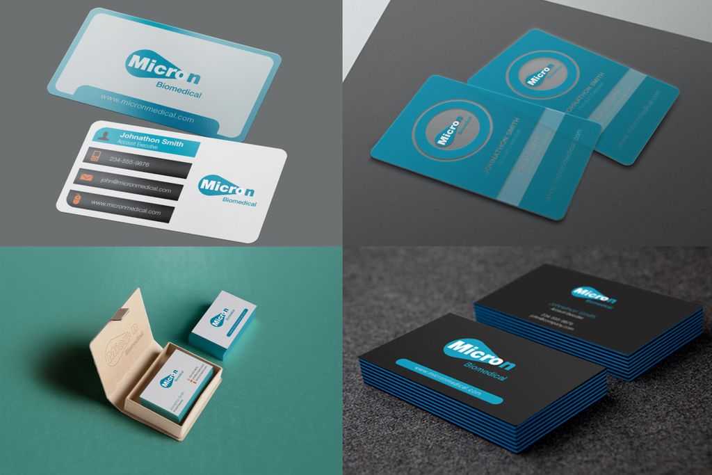 Business card mock-ups for Micron Biomedical.  Als
