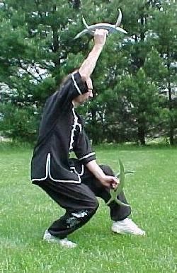 David practicing with Deer Horn knives.