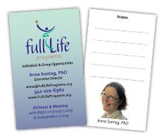 Business card for Full Life Programs.
