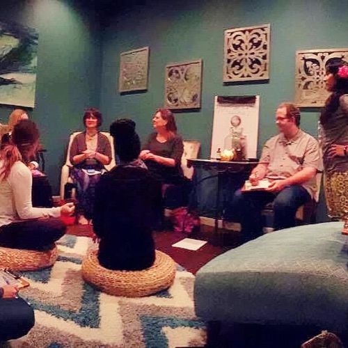 Hosting meditation class at Sanctuary Spa