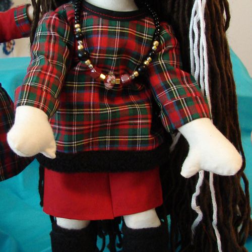 Handmade 18" Doll with clothing and yarn hair. Fac