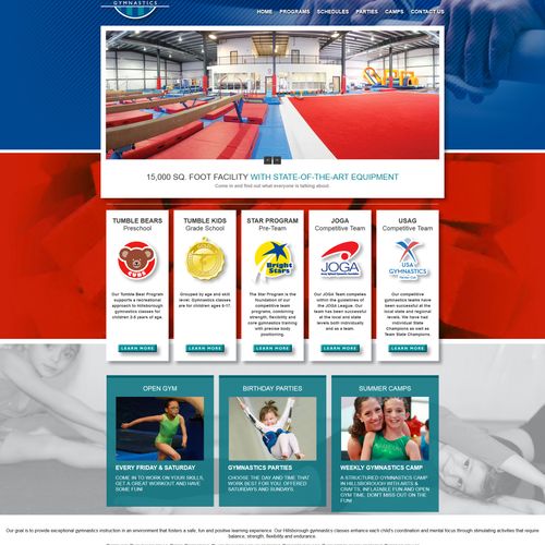 Gymnastics company website we designed