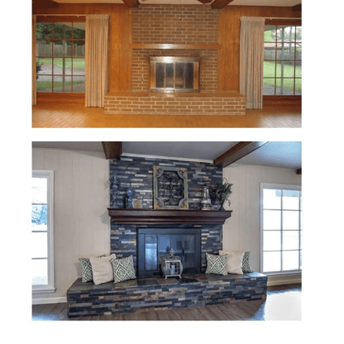 Fire place redesign  before and after