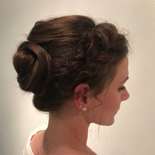Braided up-do with twisted buns