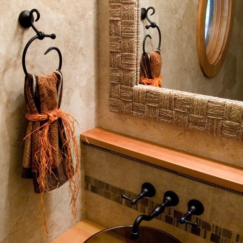 Powder room with natural details