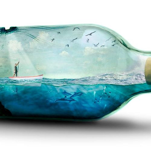 Message in a bottle concept