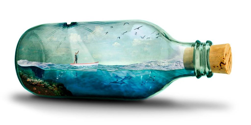 Message in a bottle concept