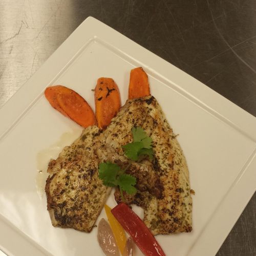 Seared fish and vegetables